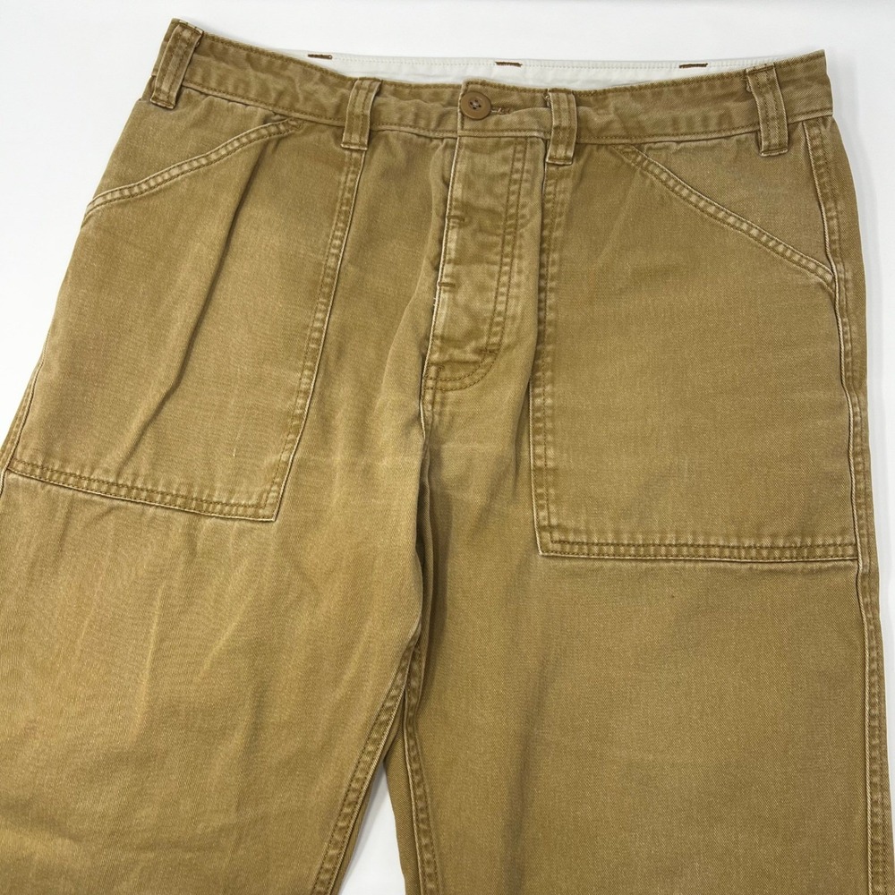 Topo Designs Mens Field Pants Khaki Brown Organic Cotton Workwear Size 34x29
